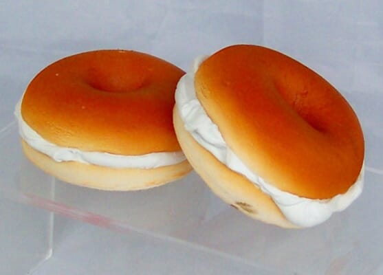 Bagels with Cream Cheese - Set of 2 Artificial Bagels with Cream Cheese