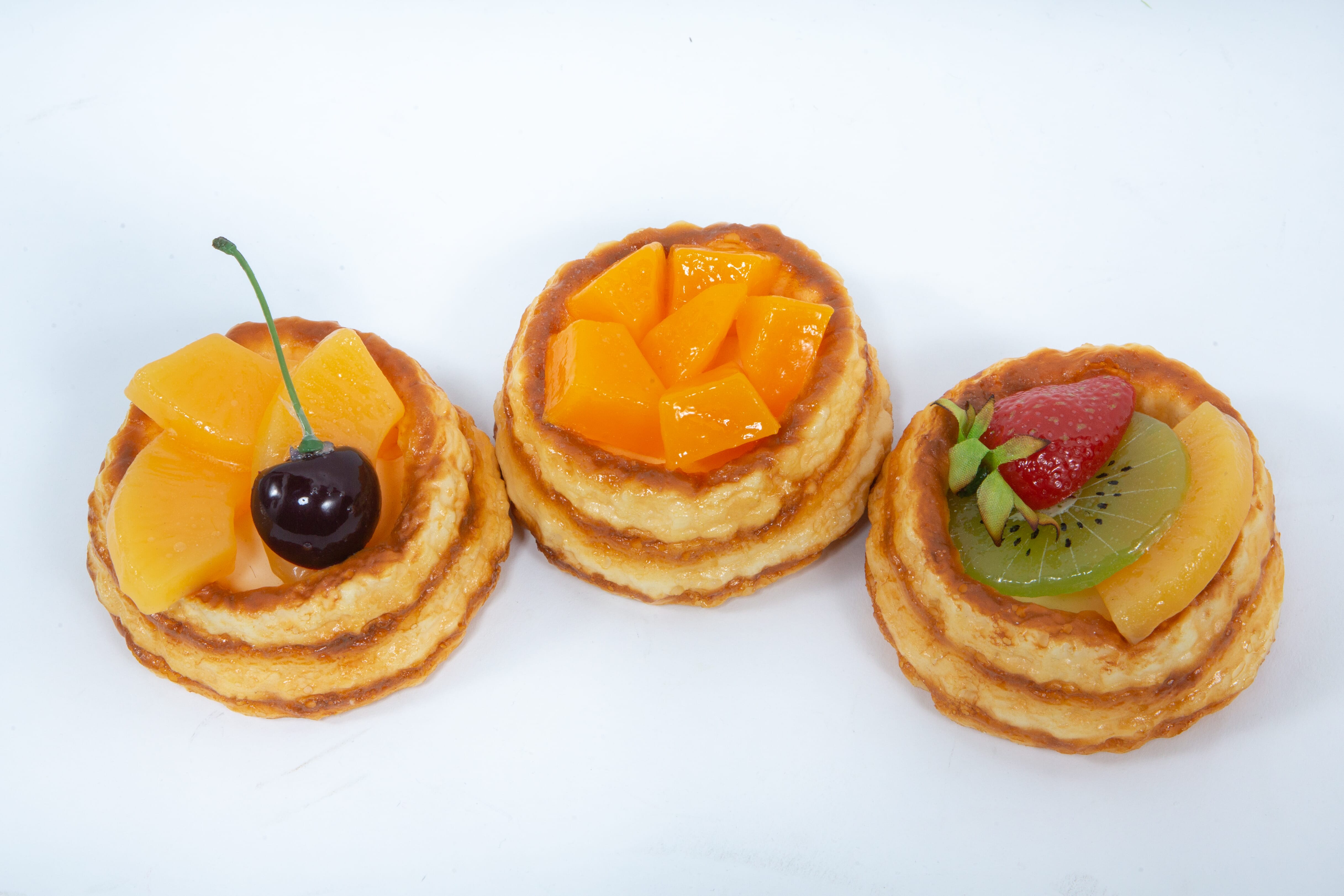Fake Small Round Fruit Puff Pastries (Set of 3)