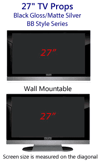27 Inch TV Props - HDTV Style (with Bottom Speaker) in Gloss Black/Matte Silver